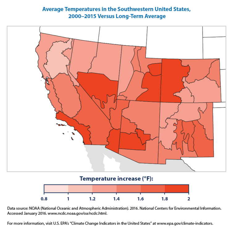 Average Temperatures in the Southwest 2000–2015 (NOAA)